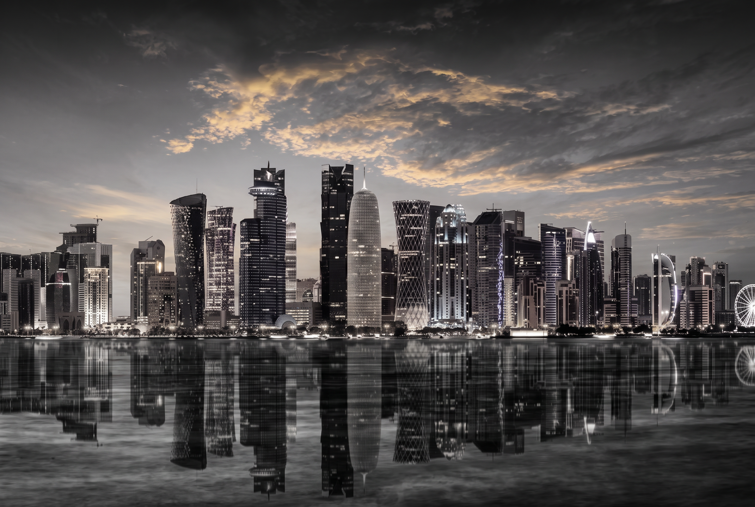 Doha skyline at dusk